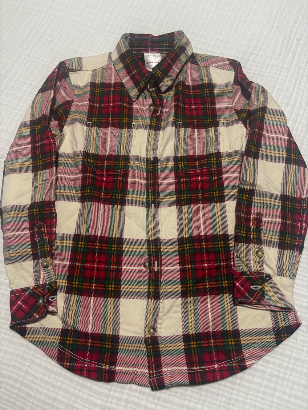 Hanna Andersson Red, Cream & Pink Plaid Button-Down Shirt